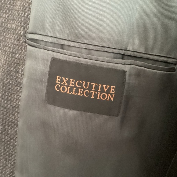 VTG Executive Collection Brown Gray Tweed Leather Button Suede Elbow Patch Coat - Picture 13 of 16